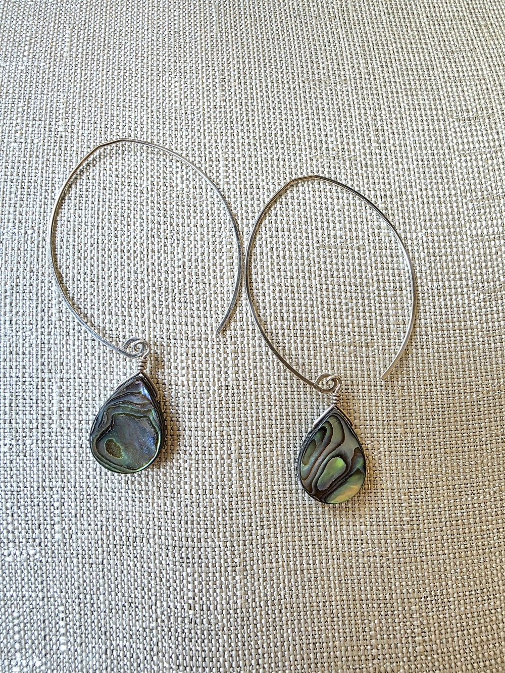 Silver Avalon Shell Marquis Hook Earrings